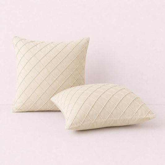 Diamond Grid Throw Pillow Cover - Beige