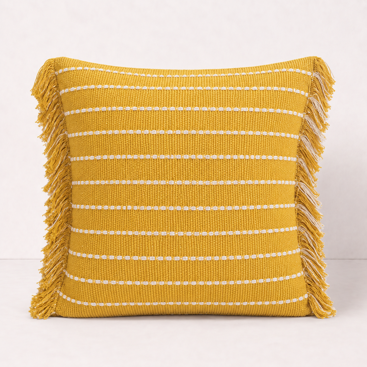 Neutral Stitch Throw Pillow Cover- Yellow