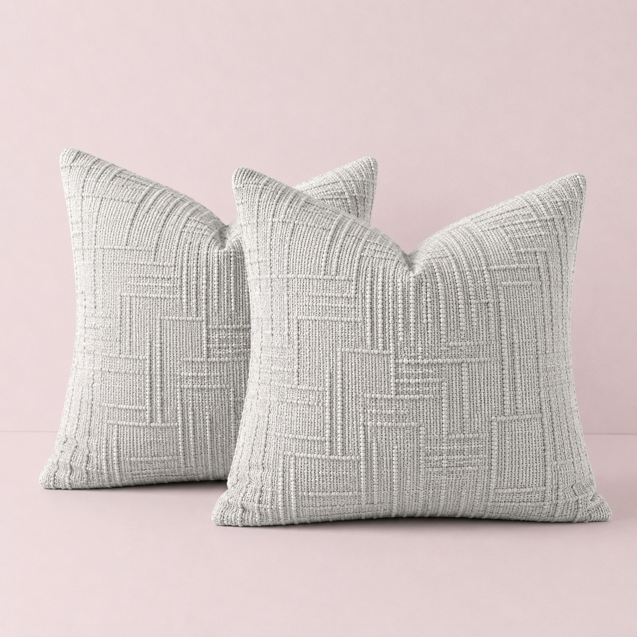 Thick Textured Slubby Couch Pillow Covers -Light Grey