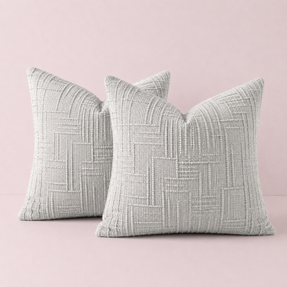 Thick Textured Slubby Couch Pillow Covers -Light Grey