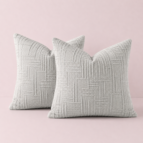 Thick Textured Slubby Couch Pillow Covers -Light Grey