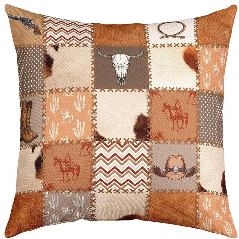 Retro Cowboy Hats & Boots  Throw Pillow Cover