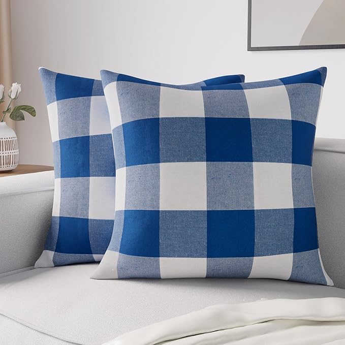 Striped Throw Pillow Cover Cases-Buffalo Blue