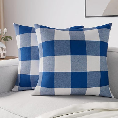 Striped Throw Pillow Cover Cases-Buffalo Blue