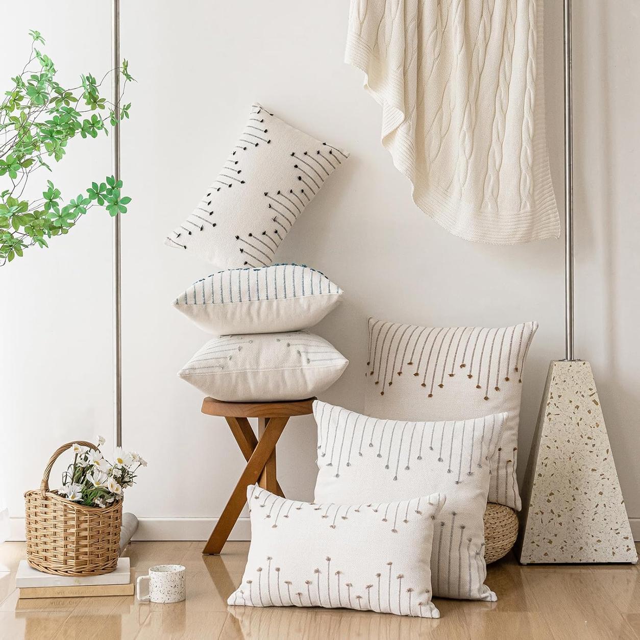 Chic Farmhouse Pillow Cover Modern Cushion - Grey