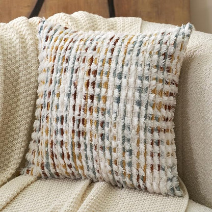 Boho Chenille Tufted Pillow Cover - Ivory