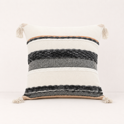Artistic Boho Throw Pillow Cover - Black