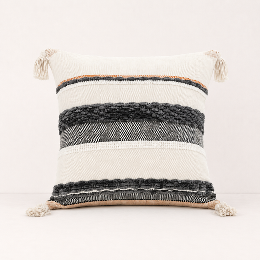 Artistic Boho Throw Pillow Cover - Black