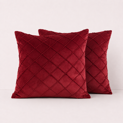 Diamond Grid Throw Pillow Cover - Burgundy
