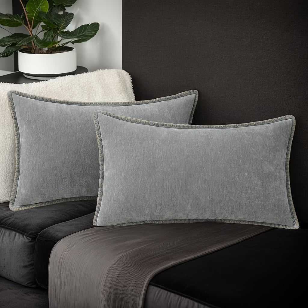 Soft Chenille Throw Pillow Covers- Grey