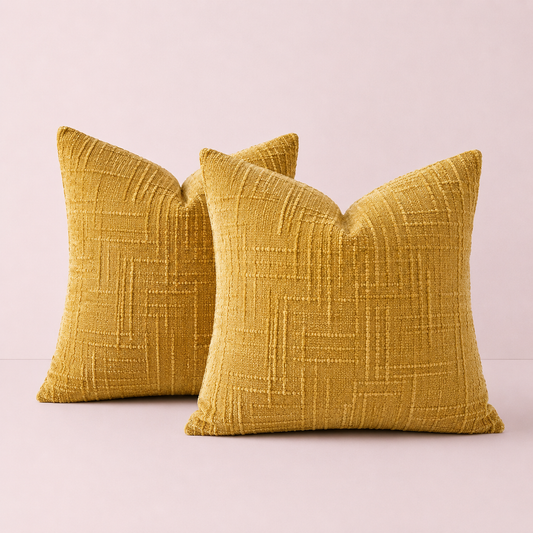 Thick Textured Slubby Couch Pillow Covers - Yellow