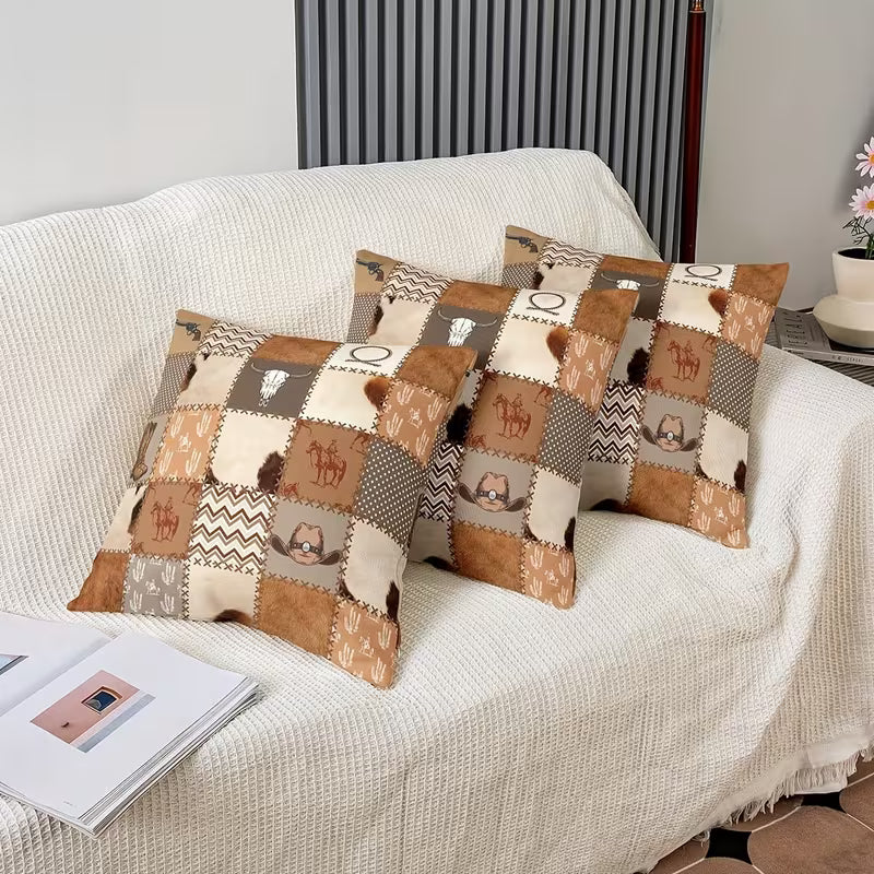 Retro Cowboy Hats & Boots  Throw Pillow Cover