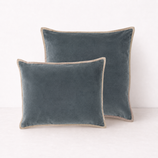 Velvet/Linen Decorative Pillow Cover- Grey