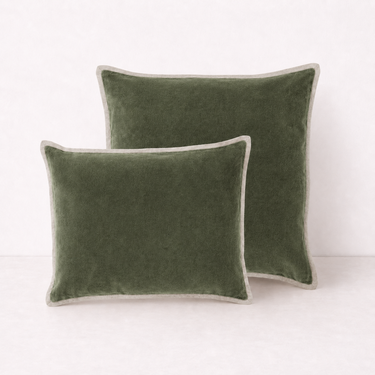 Velvet/Linen Decorative Pillow Cover- Olive Green