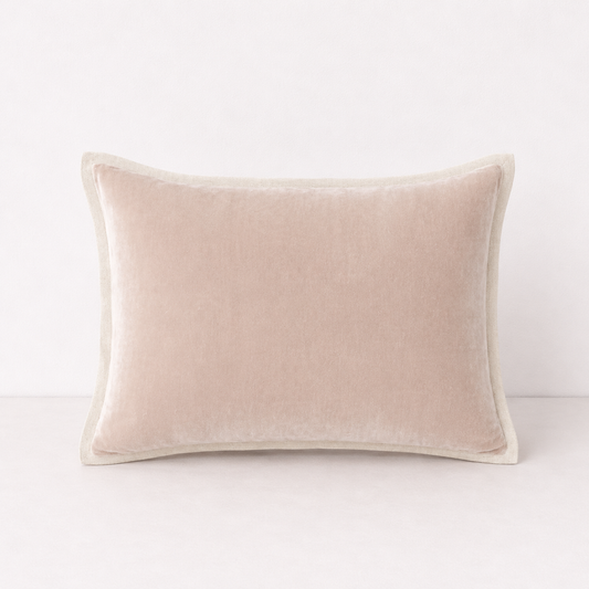 Velvet/Linen Decorative Pillow Cover- Blush Pink