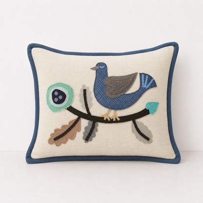 Linen Applique Decorative Pillow Cover
