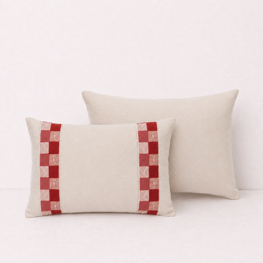 Checkered Accent Lumbar Pillow Cover