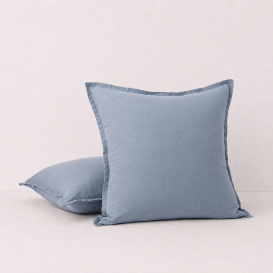 Relaxed Linen Decorative Throw Pillow Cover- Blue
