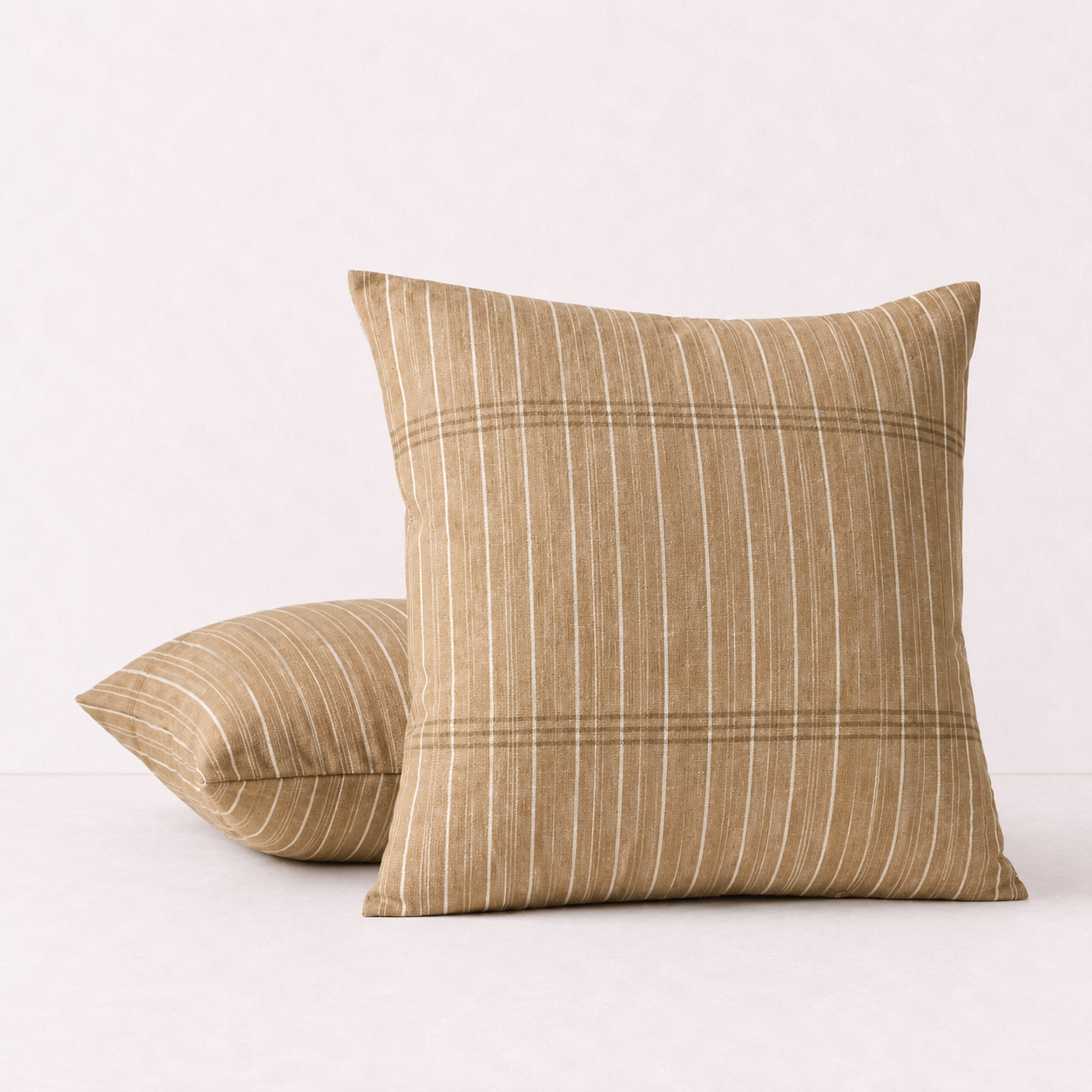 Pinstripe Decorative Throw Pillow Cover- Brown