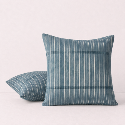 Pinstripe Decorative Throw Pillow Cover- Blue