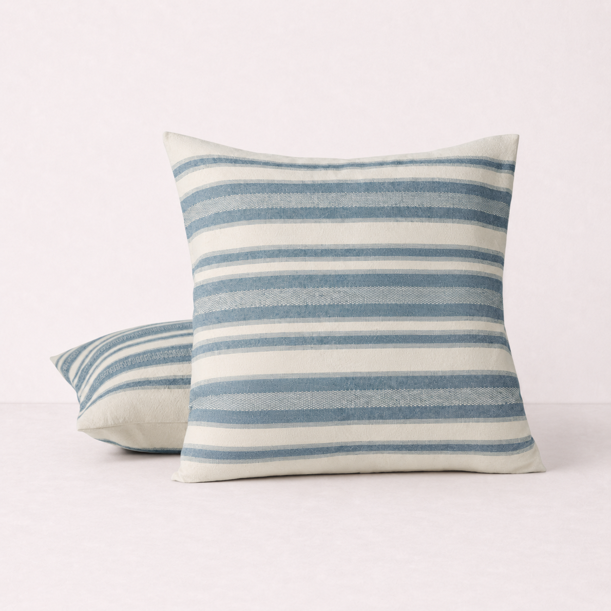 Horizontal Stripe Decorative Throw Pillow Cover- Light Blue
