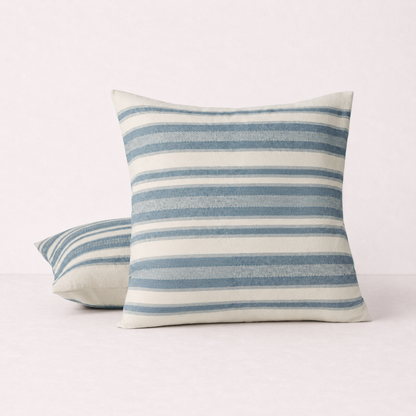 Horizontal Stripe Decorative Throw Pillow Cover- Light Blue