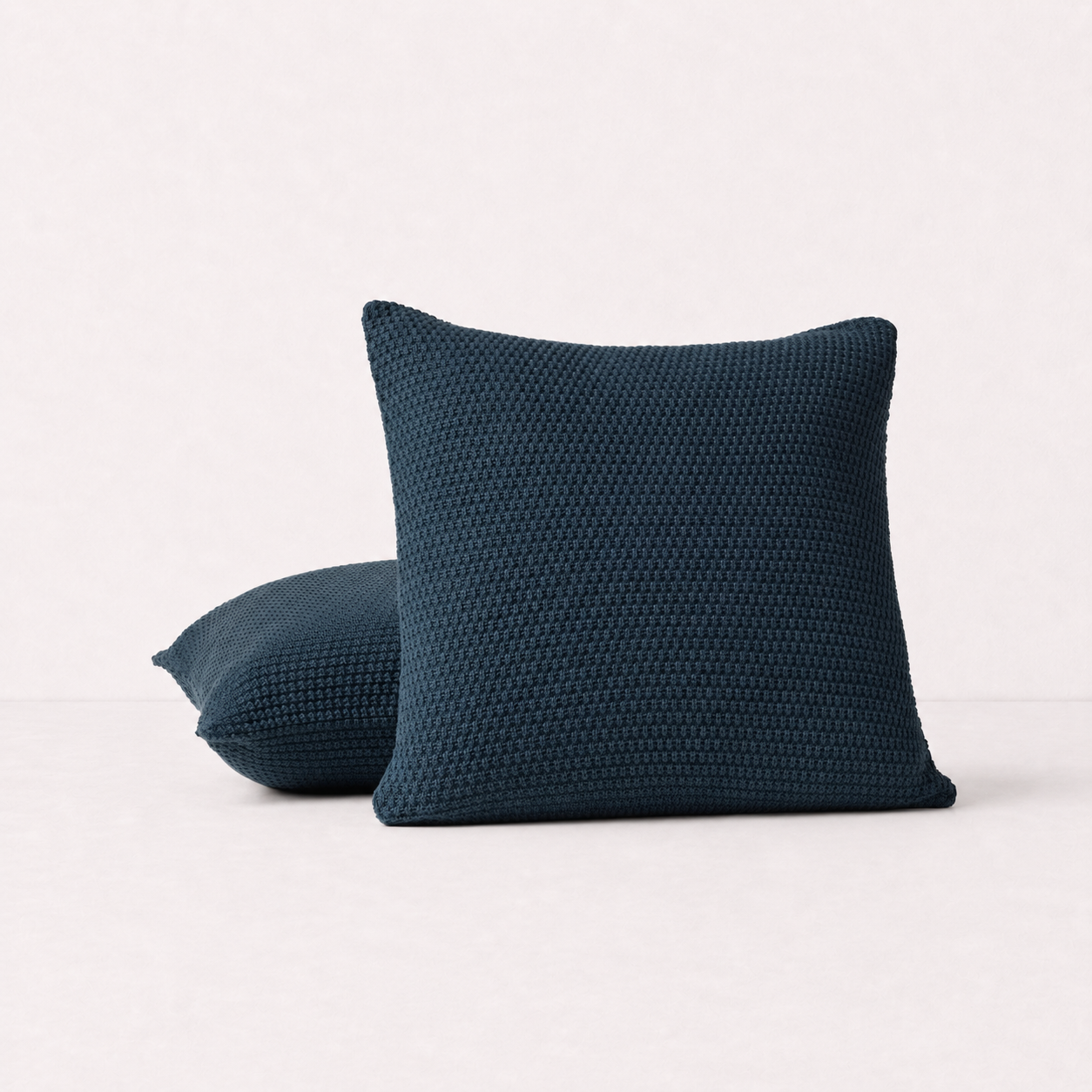 Textured Knit Decorative Throw Pillow Cover- Blue