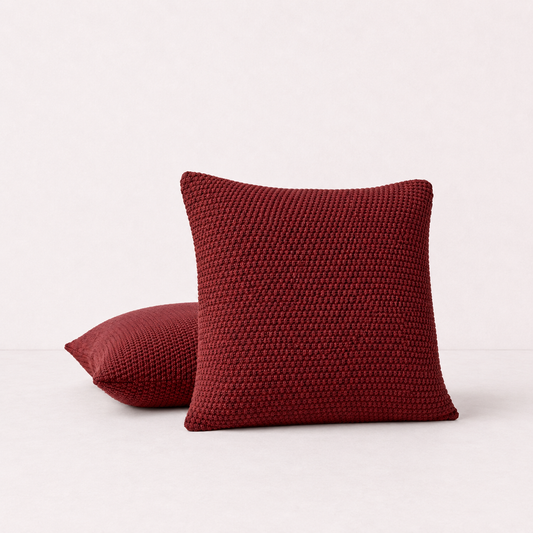 Textured Knit Decorative Throw Pillow Cover- Red