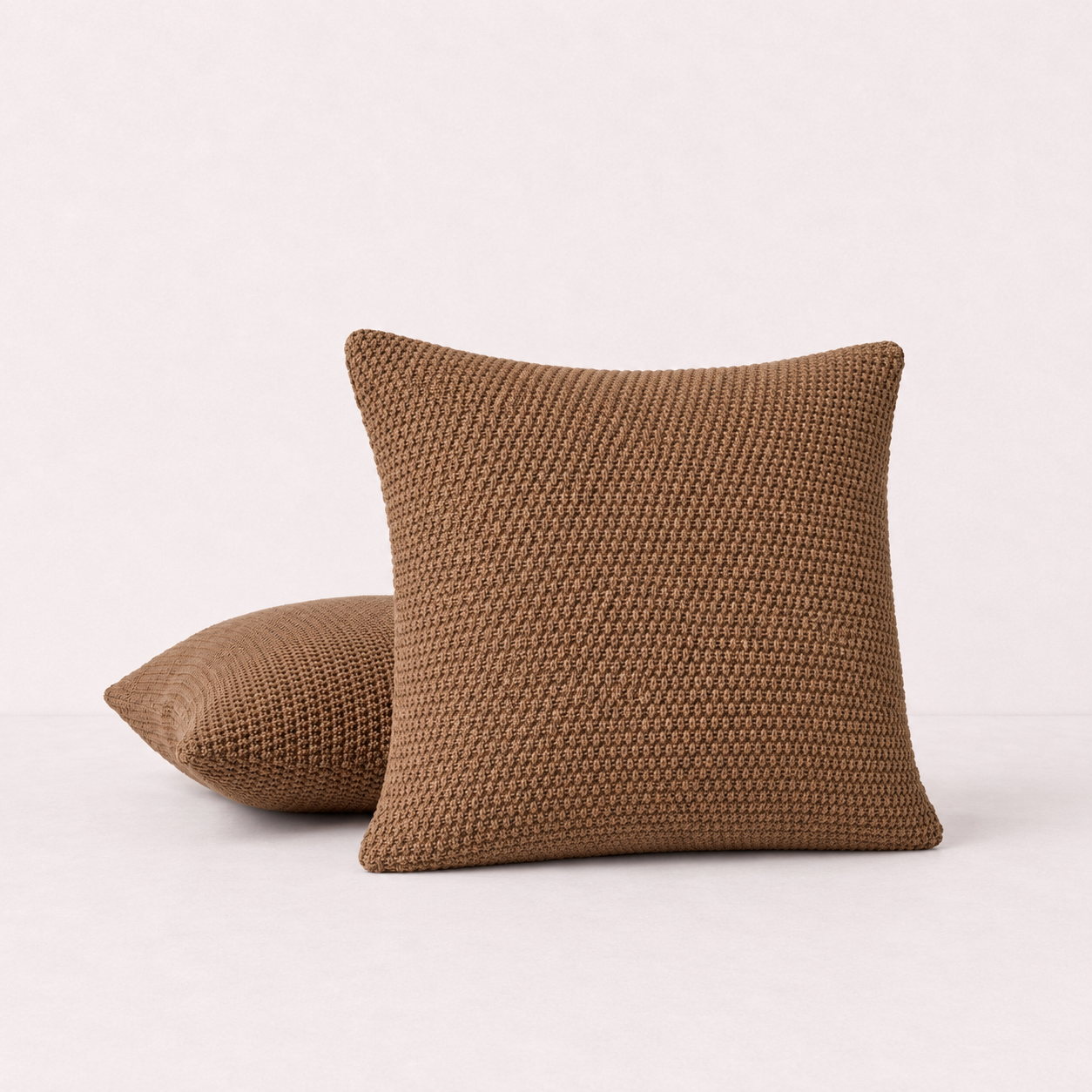 Textured Knit Decorative Throw Pillow Cover- Brown