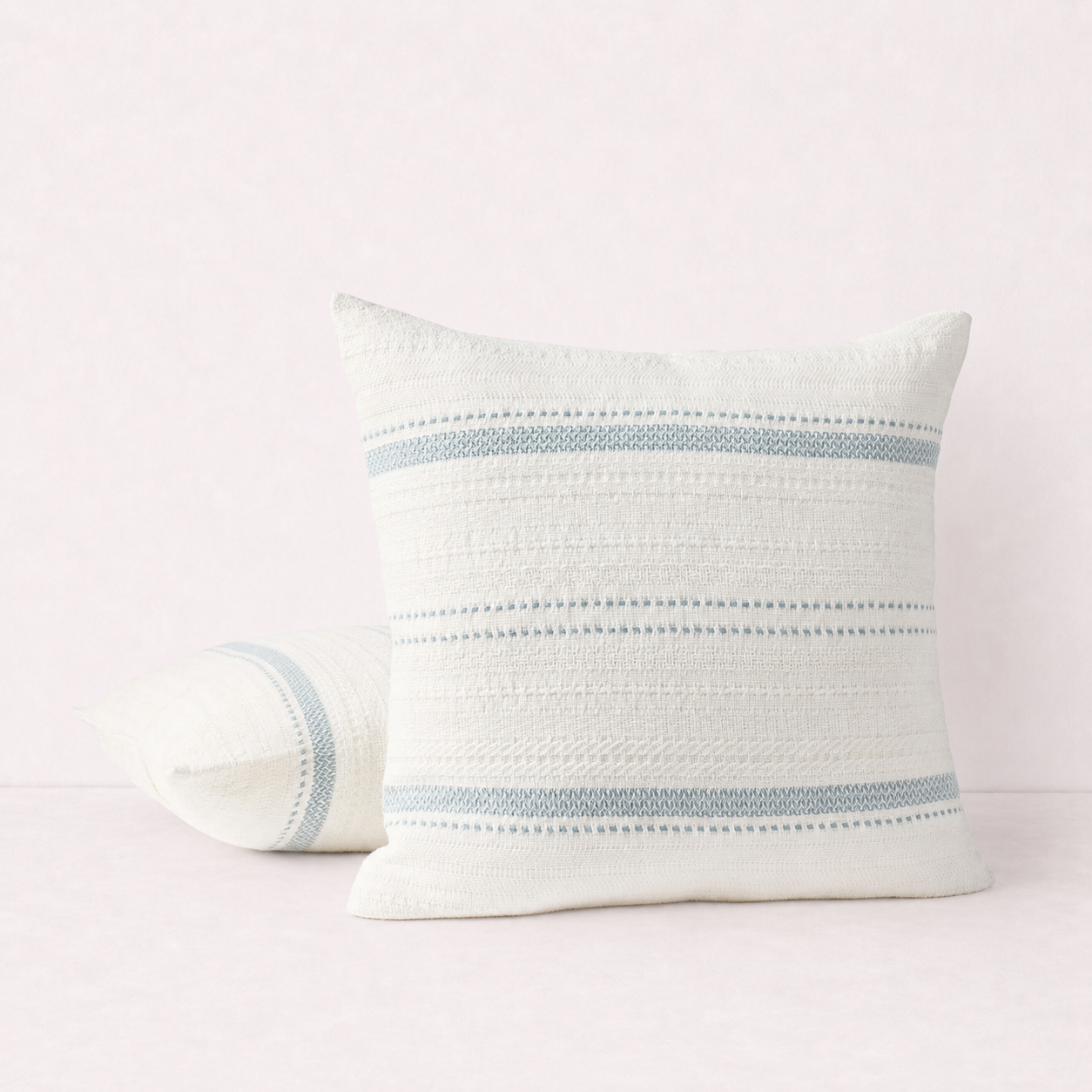 Woven Stripe Decorative Throw Pillow Cover- Blue