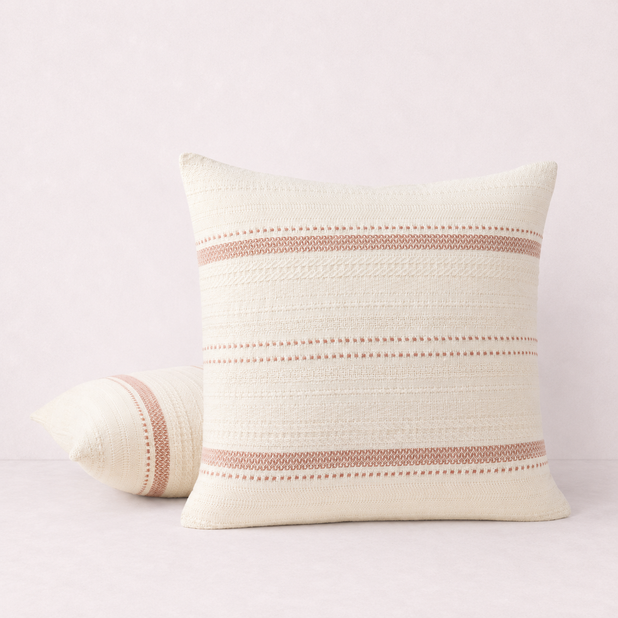 Woven Stripe Decorative Throw Pillow Cover- Ivory