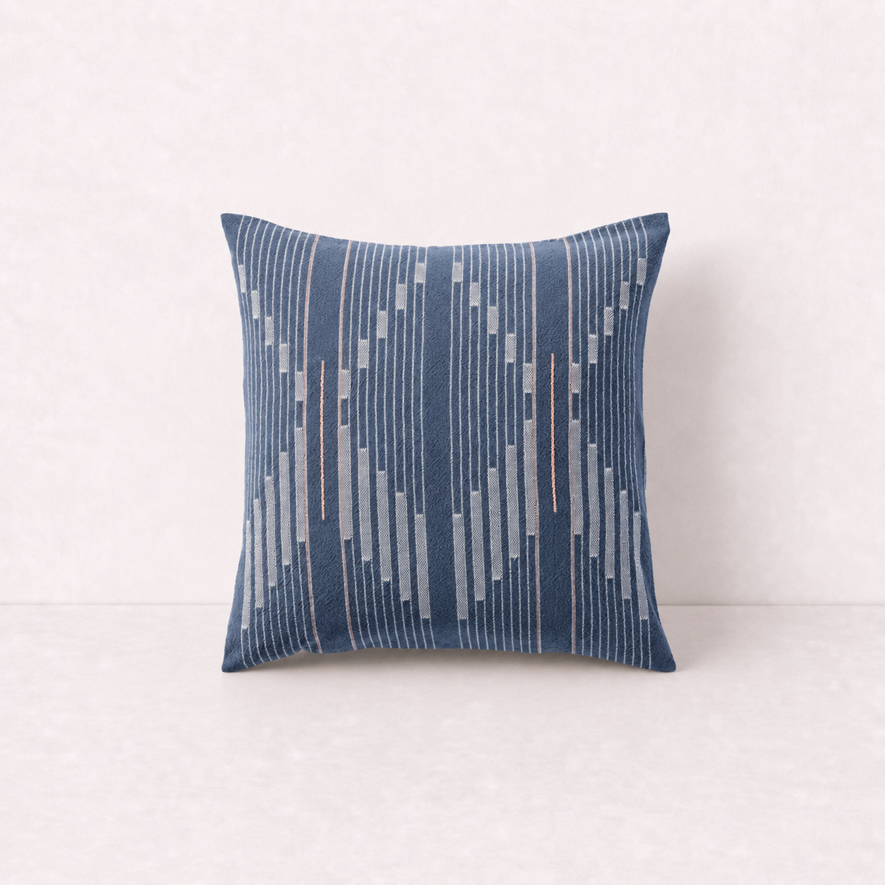 Geometric Stripe Decorative Throw Pillow Cover- Blue