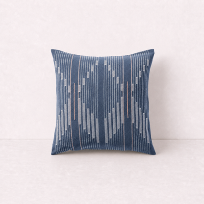 Geometric Stripe Decorative Throw Pillow Cover- Blue