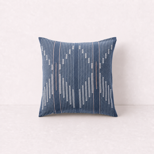 Geometric Stripe Decorative Throw Pillow Cover- Blue