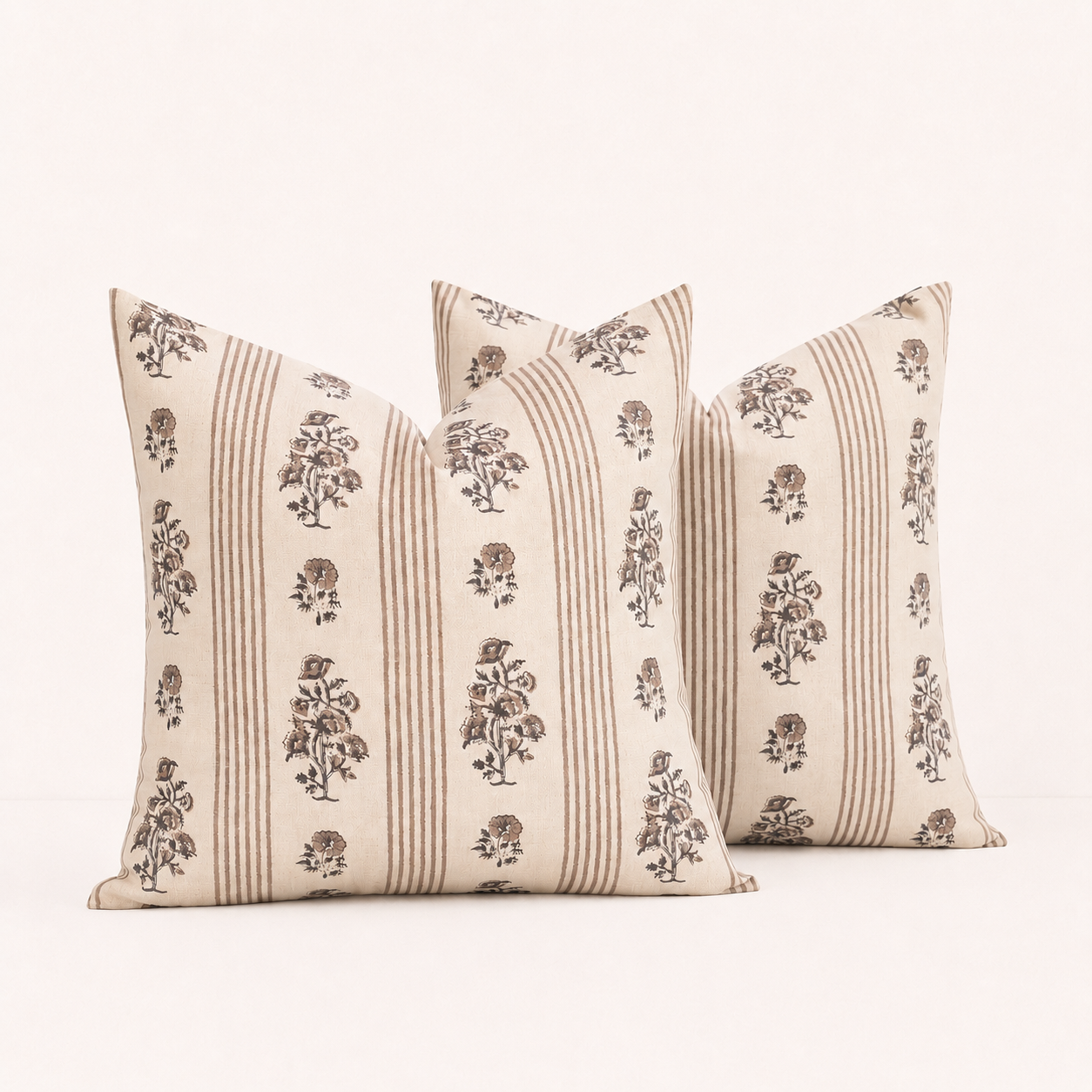 Rustic Floral Throw Pillow Cover- Brown