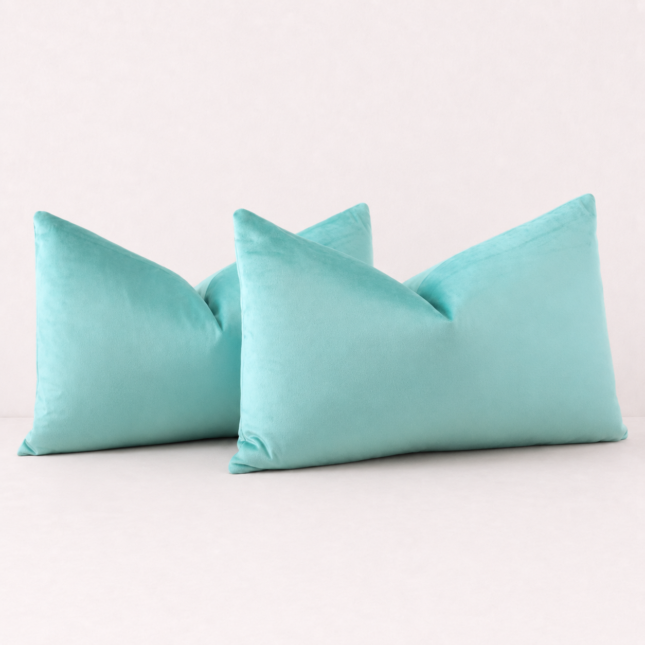Solid Velvet Lumbar Pillow Cover- Blue