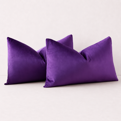 Solid Velvet Lumbar Pillow Cover- Purple