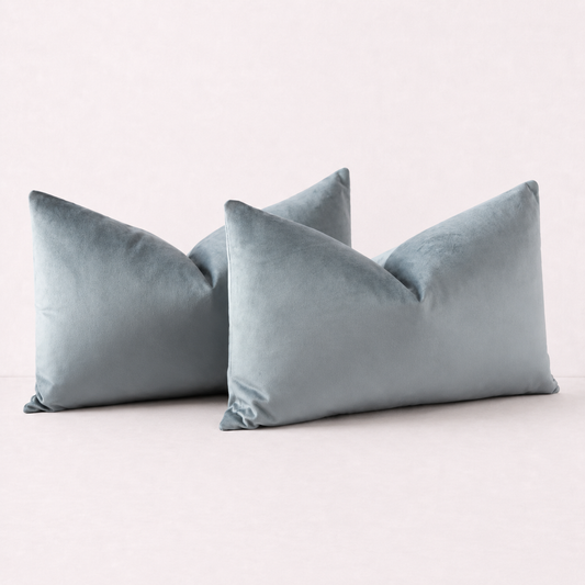 Solid Velvet Lumbar Pillow Cover- Grey