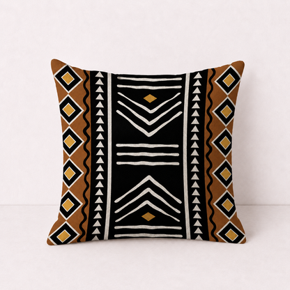 Bohemian Geometric Pillow Cover Case - Black