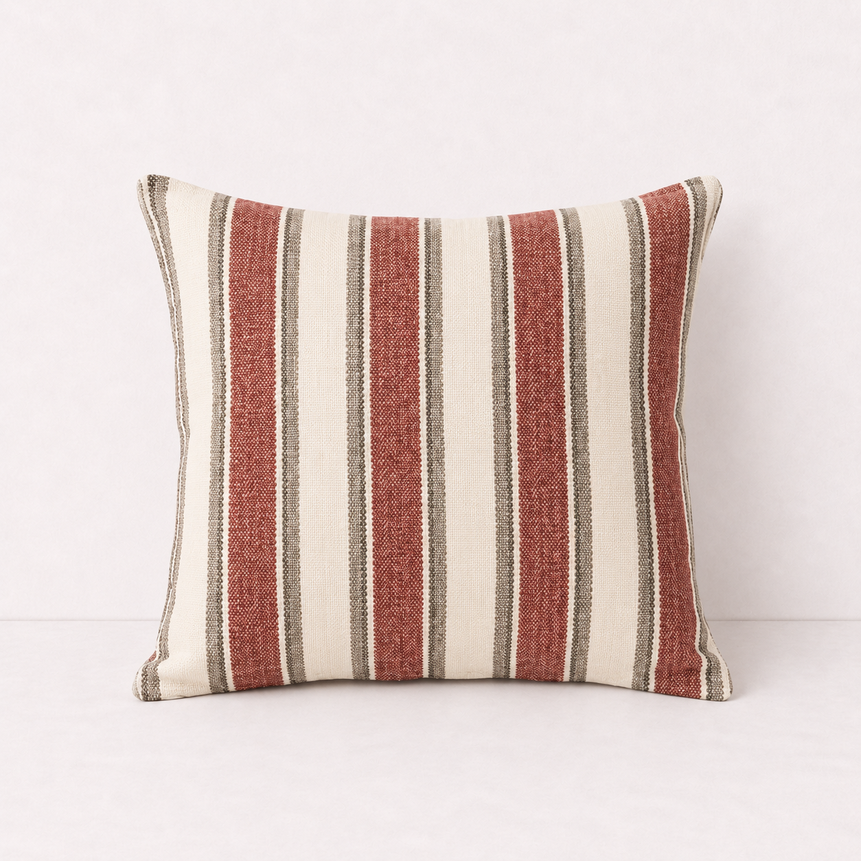 Solid Zipper Linen Pillow Cover - Red