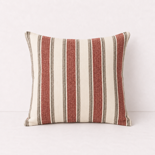 Solid Zipper Linen Pillow Cover - Red