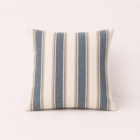 Solid Zipper Linen Pillow Cover - Blue