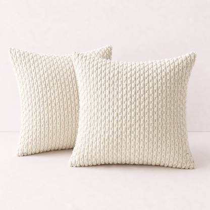 Soft Corduroy Striped Pillow Cover - Beige