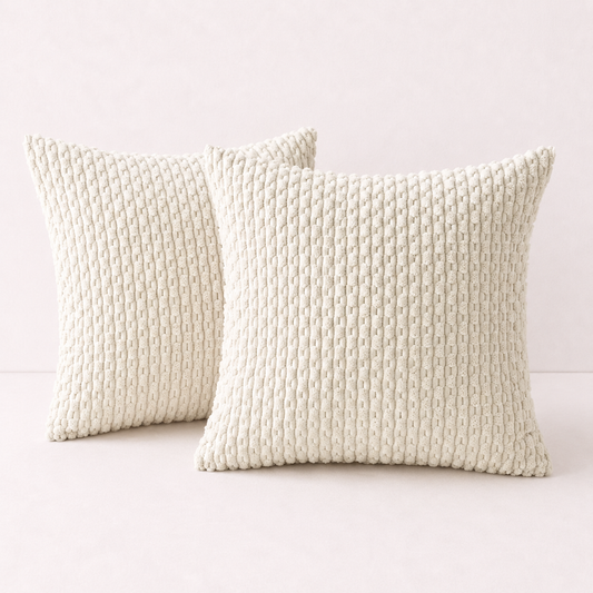 Soft Corduroy Striped Pillow Cover - Beige