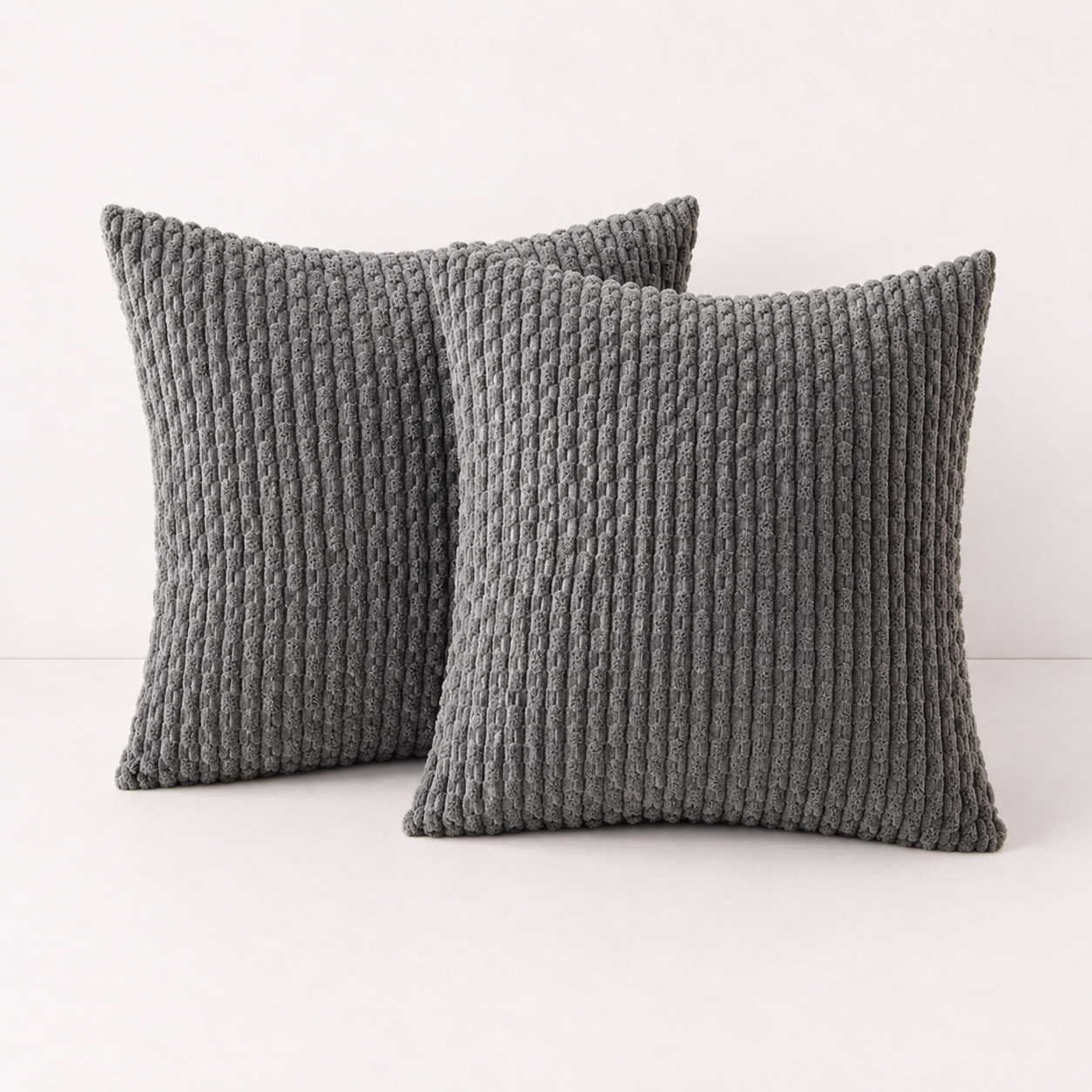 Soft Corduroy Striped Pillow Cover - Dark Grey