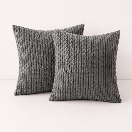 Soft Corduroy Striped Pillow Cover - Dark Grey