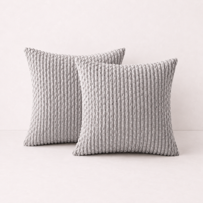 Soft Corduroy Striped Pillow Cover - Grey