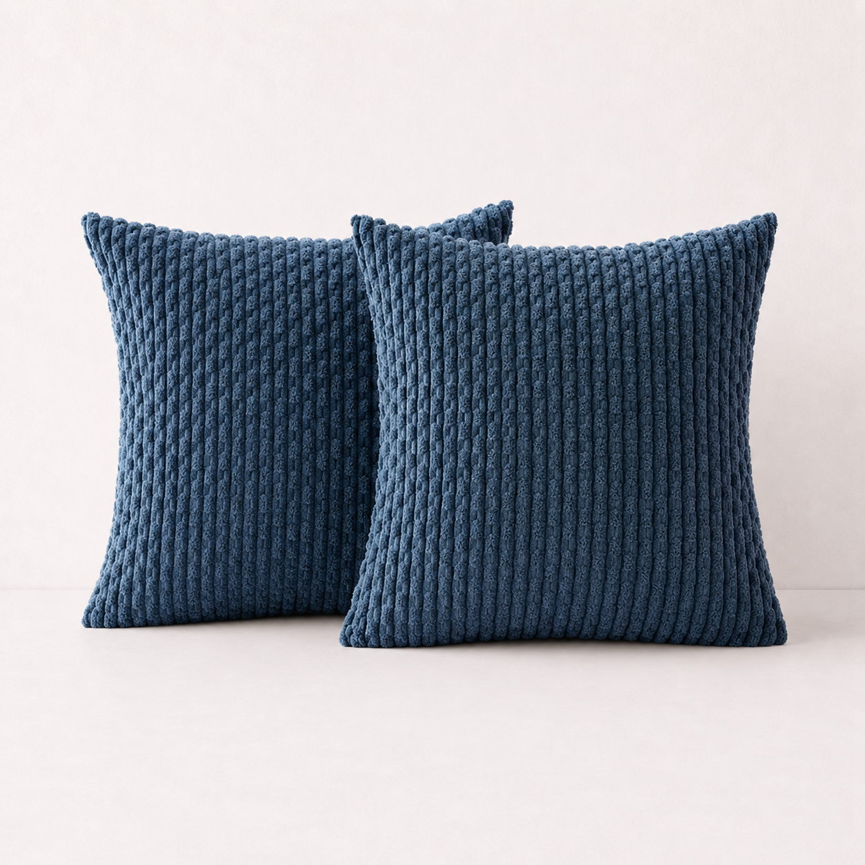 Soft Corduroy Striped Pillow Cover - Blue