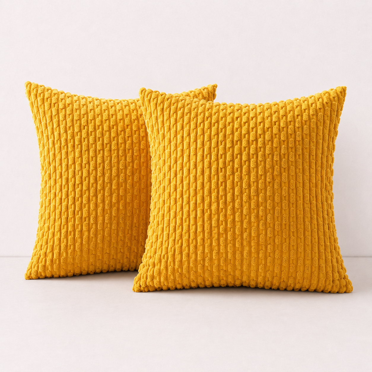 Soft Corduroy Striped Pillow Cover - Yellow