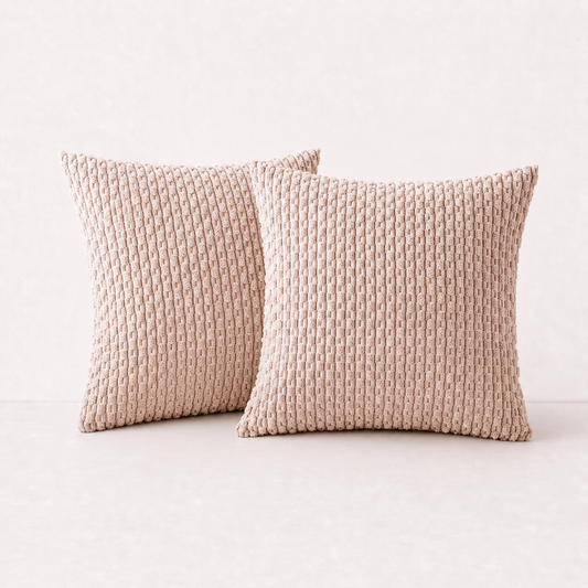 Soft Corduroy Striped Pillow Cover - Pink